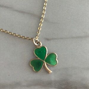 Vintage Irish 9k Gold Shamrock Pendant Green Enamel Purchased in Ireland 1998